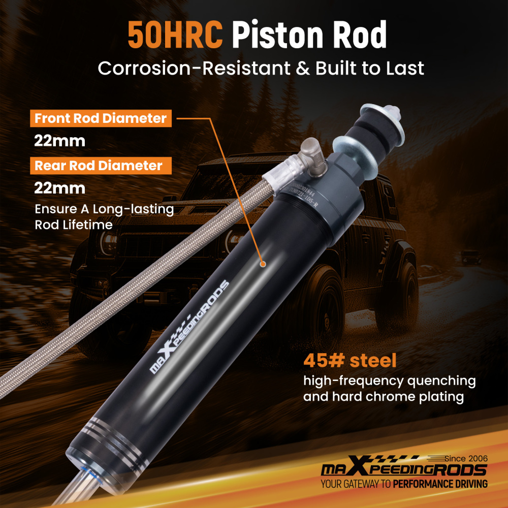 2x Rear Reservoir Shocks 10 Levels Damping For 07-21 compatible for Toyota Tundra 0-1.5 Lift