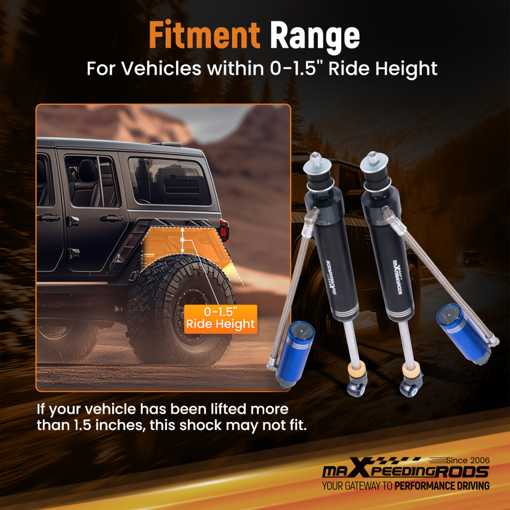 2x Rear Reservoir Shocks 10 Levels Damping For 07-21 compatible for Toyota Tundra 0-1.5 Lift
