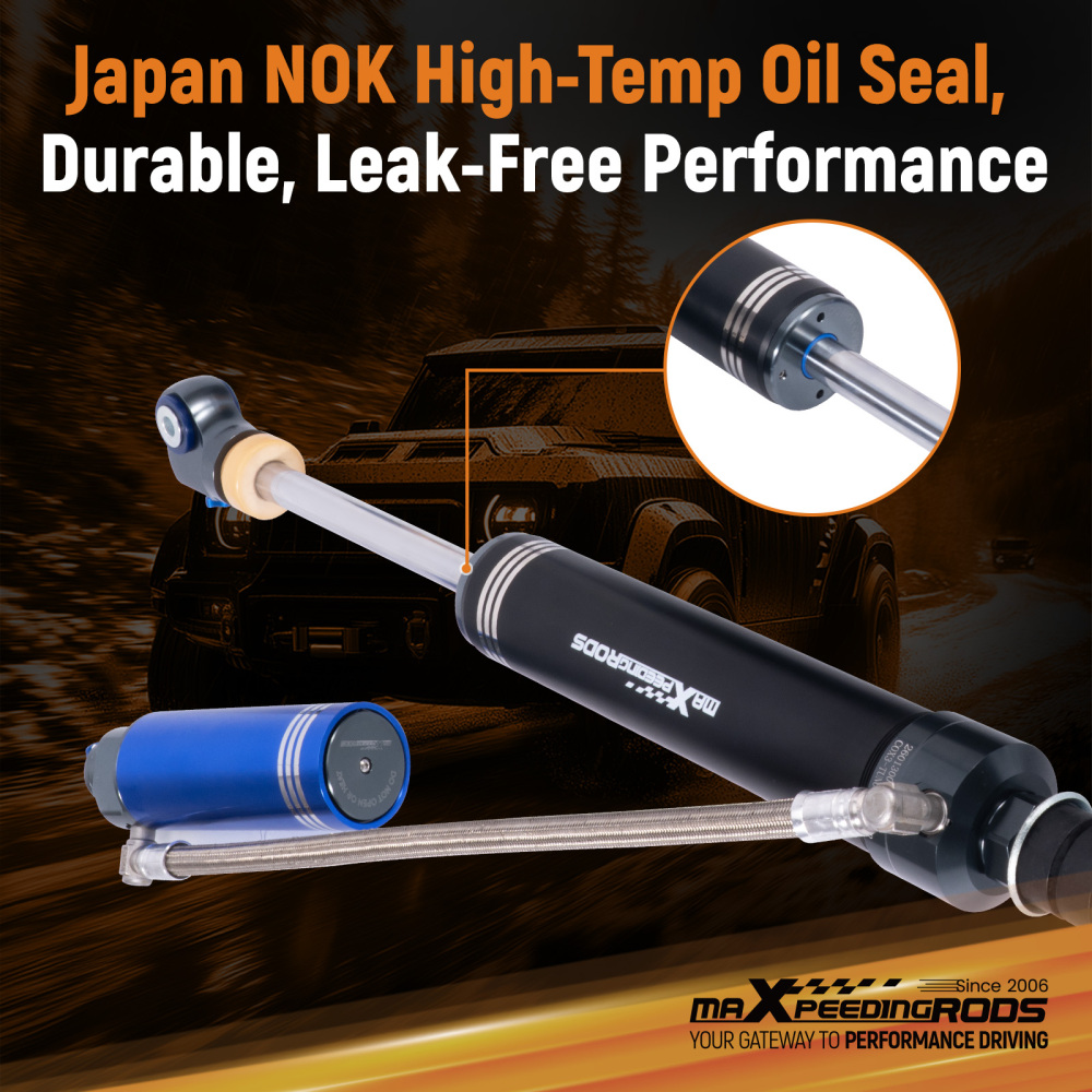 2x Rear Reservoir Shocks 10 Levels Damping For 07-21 compatible for Toyota Tundra 0-1.5 Lift