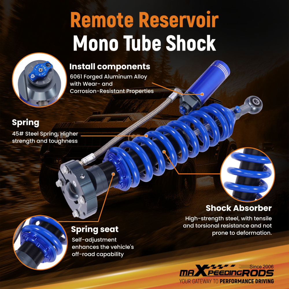 Damping Adj. Reservoir 2-3 Lift Front Shocks Kit For 2007-2021 compatible for Toyota Tundra