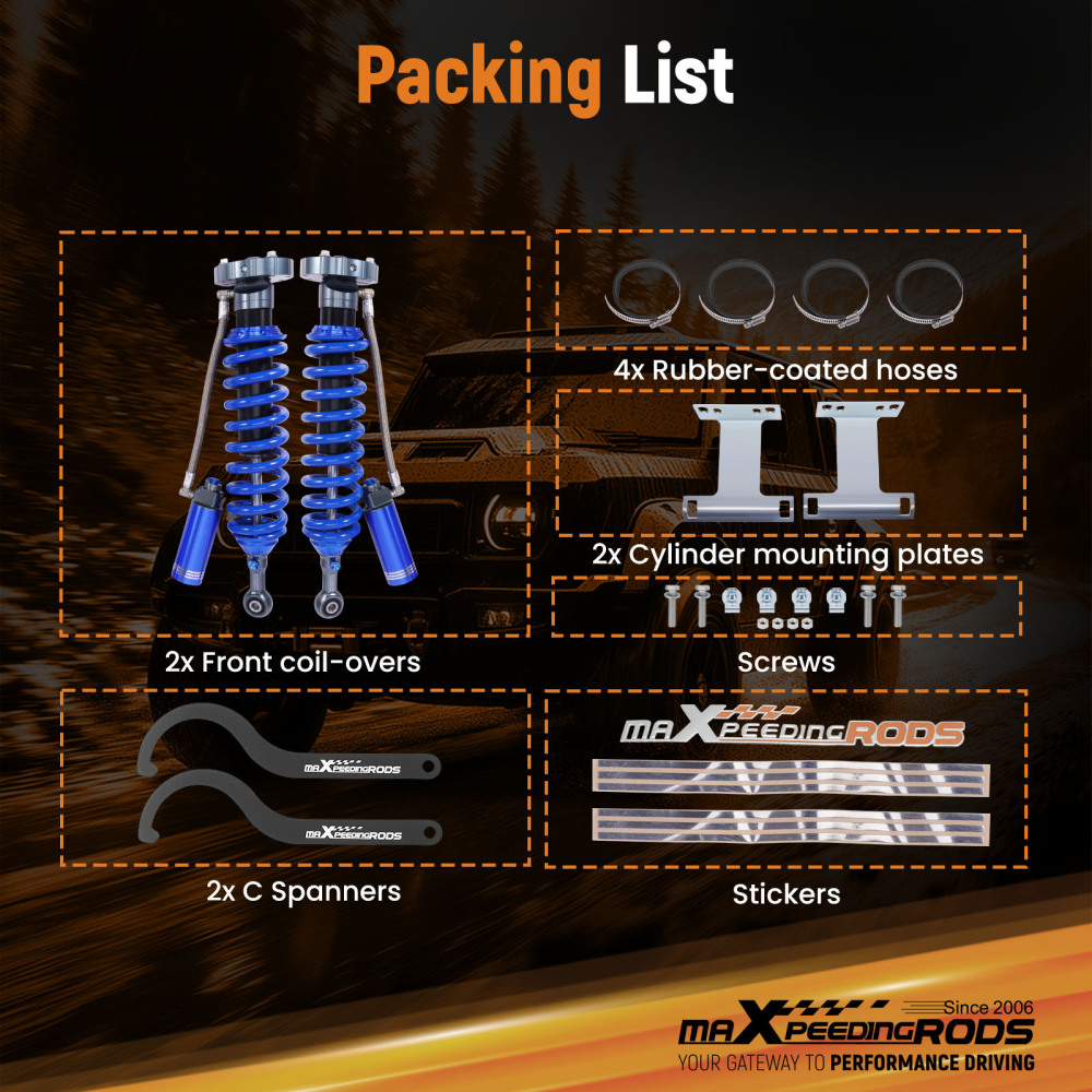 Damping Adj. Reservoir 2-3 Lift Front Shocks Kit For 2007-2021 compatible for Toyota Tundra