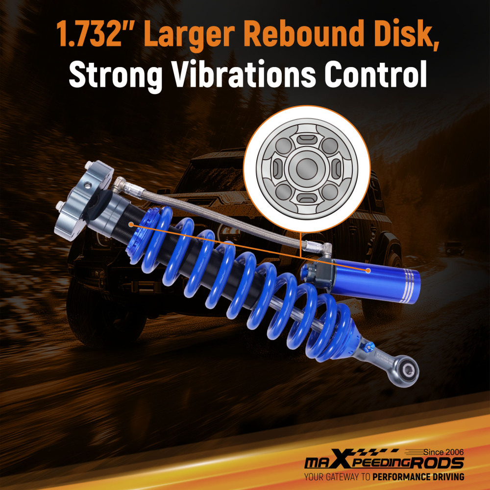 Damping Adj. Reservoir 2-3 Lift Front Shocks Kit For 2007-2021 compatible for Toyota Tundra
