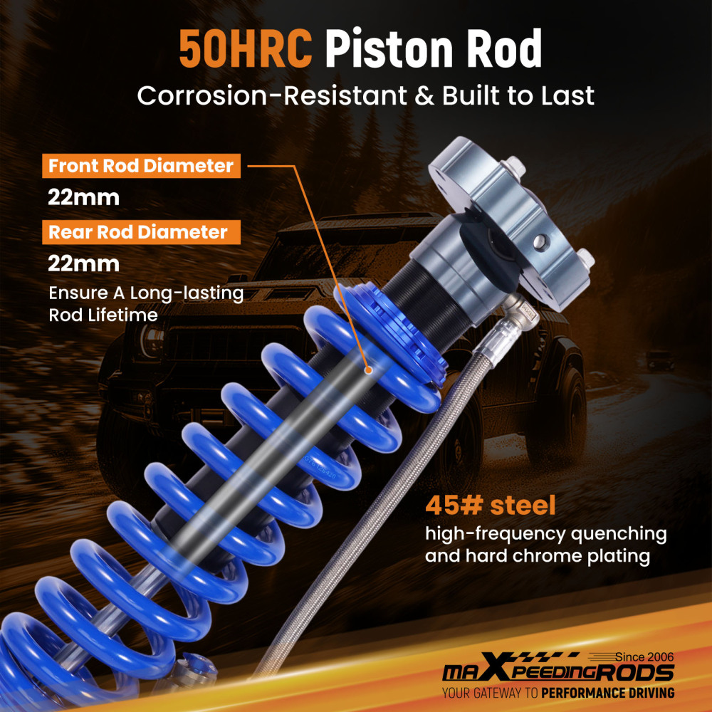 Damping Adj. Reservoir 2-3 Lift Front Shocks Kit For 2007-2021 compatible for Toyota Tundra