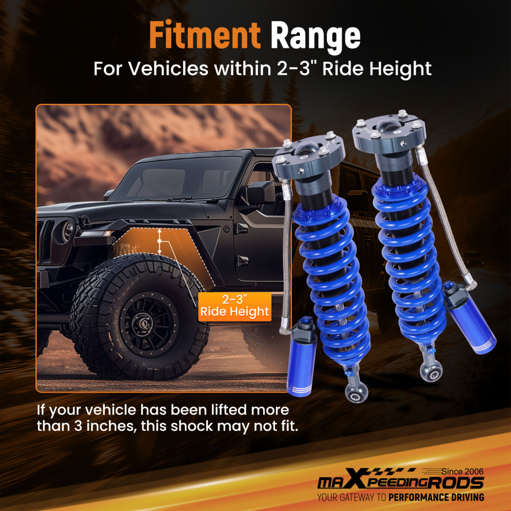 Damping Adj. Reservoir 2-3 Lift Front Shocks Kit For 2007-2021 compatible for Toyota Tundra