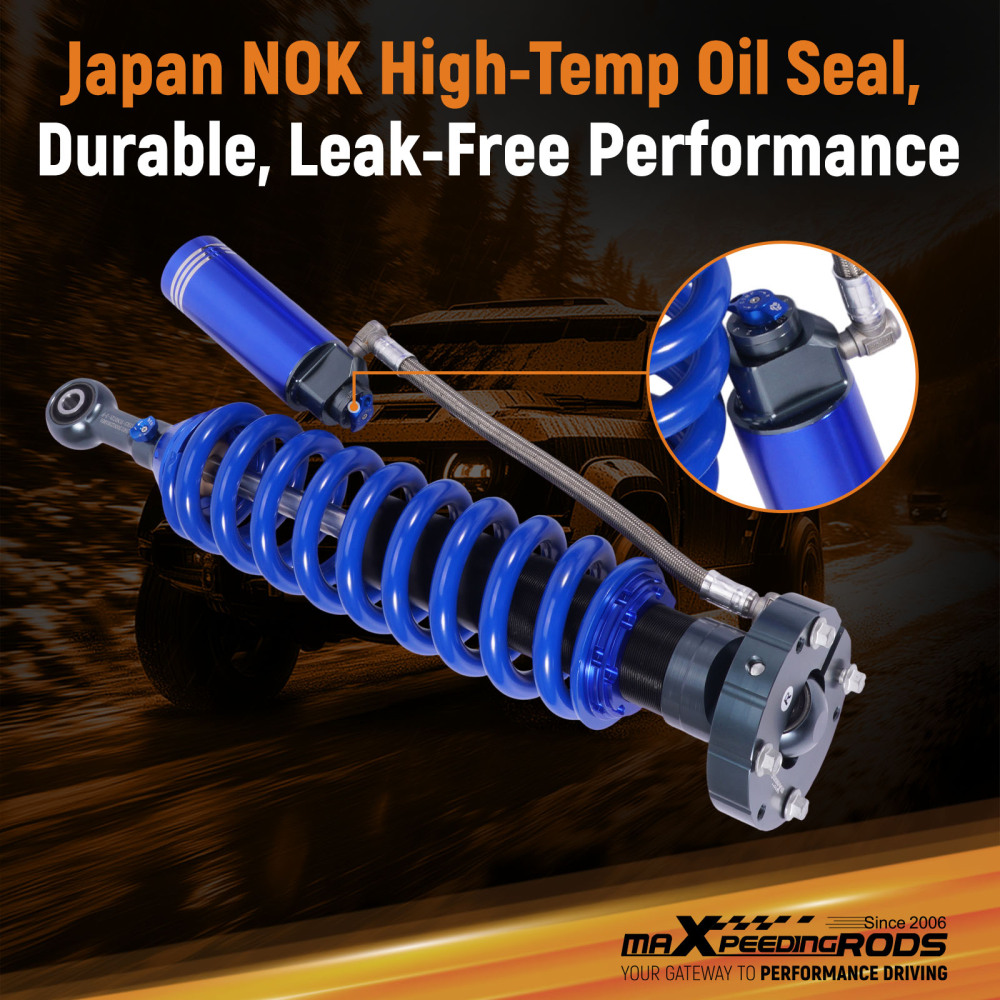Damping Adj. Reservoir 2-3 Lift Front Shocks Kit For 2007-2021 compatible for Toyota Tundra