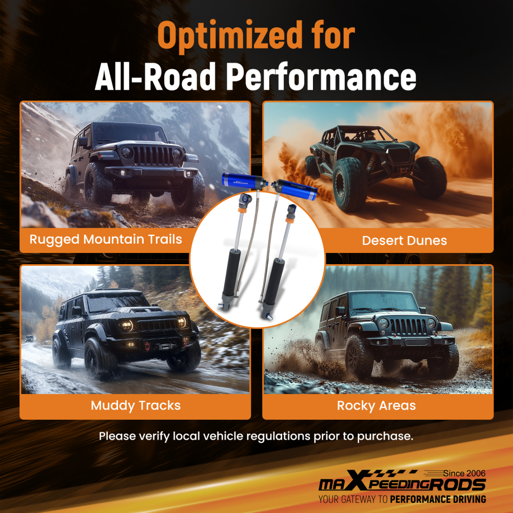 MaXpeedingrods Remote Reservoir Front Shocks compatible for Jeep Wrangler JL 18-25