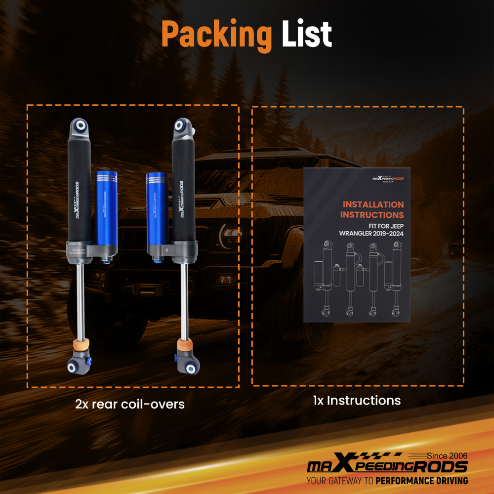 MaXpeedingrods 2x Rear Reservoir Shock compatible for Jeep Wrangler JL 18-25