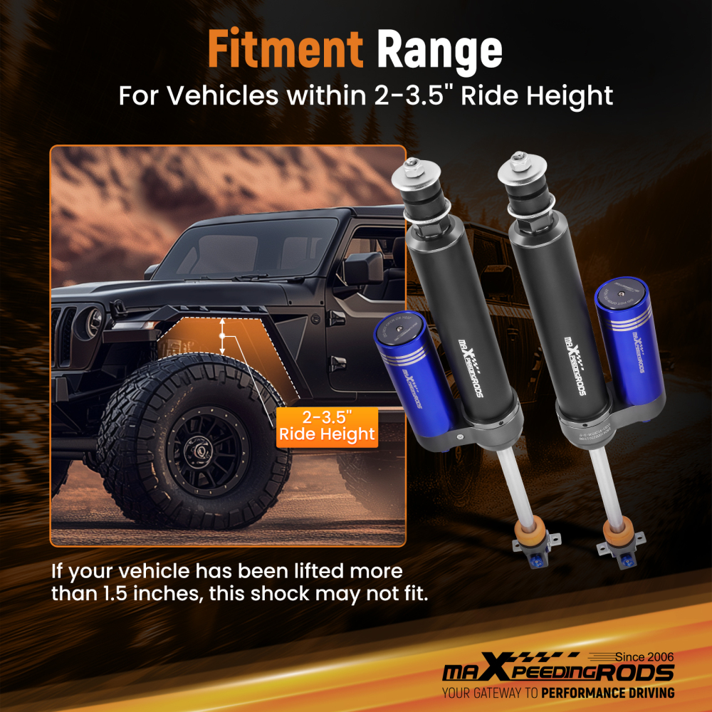 Remote Reservoir 2-3.5 Lift Rear Shocks compatible for JEEP Wrangler TJ 1997-2006
