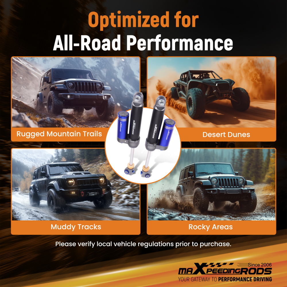 MaXpeedingrods Rear Shocks w/ Remote Reservoir For Cherokee 84-01 Wrangler 97-06