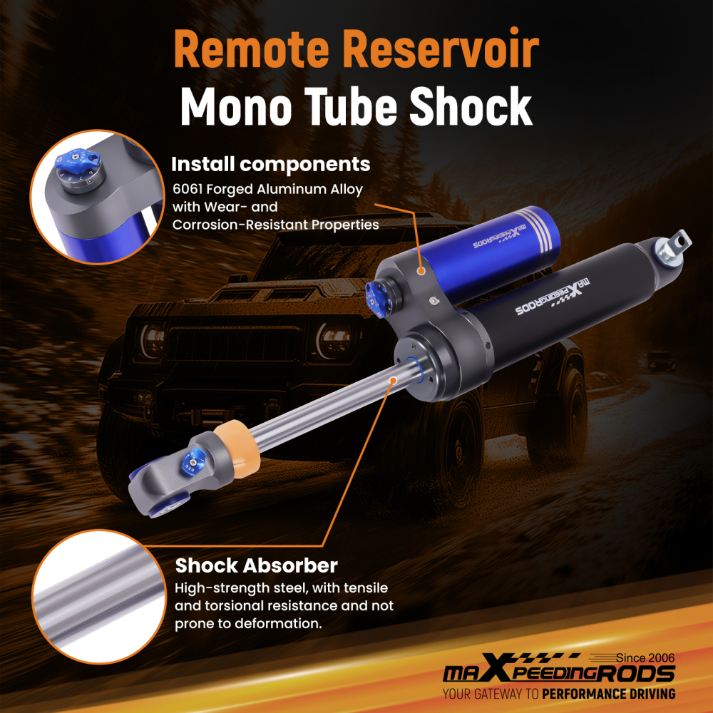 MaXpeedingrods Rear Shocks w/ Remote Reservoir For Cherokee 84-01 Wrangler 97-06