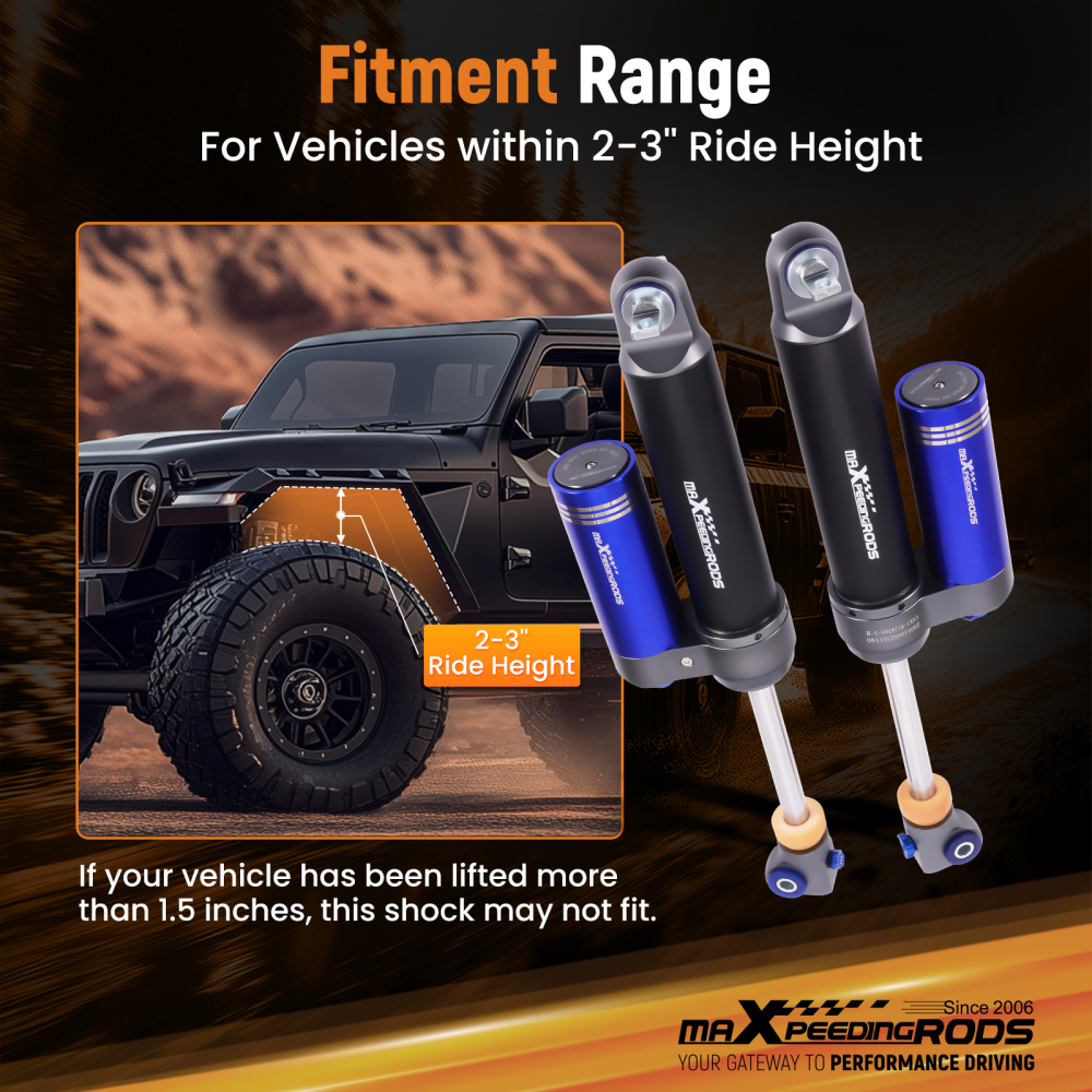MaXpeedingrods Rear Shocks w/ Remote Reservoir For Cherokee 84-01 Wrangler 97-06
