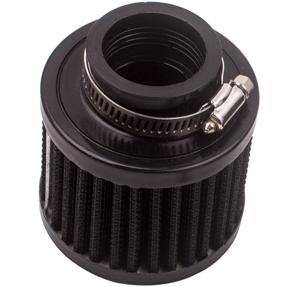 Universal Baffled Bracket Oil Catch Can 2-Port Reservoir Tank w/ Air Filter