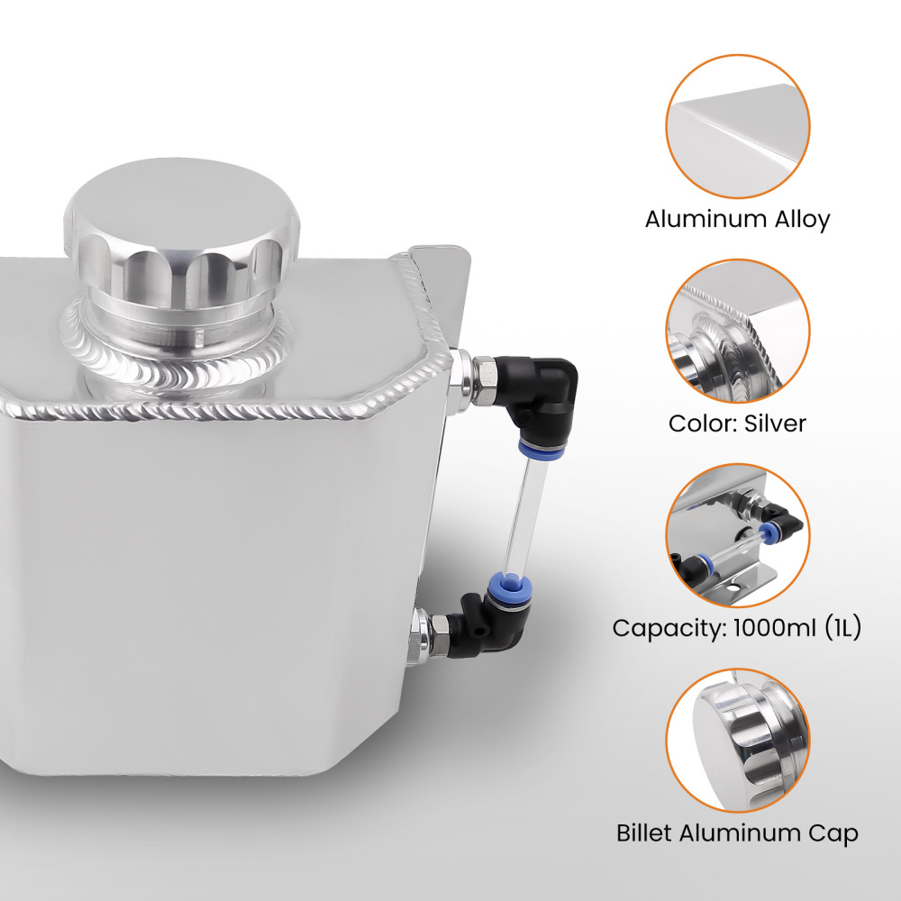 1L Aluminum Radiator Coolant Overflow Bottle Tank 12mm Water-Can Reservoir