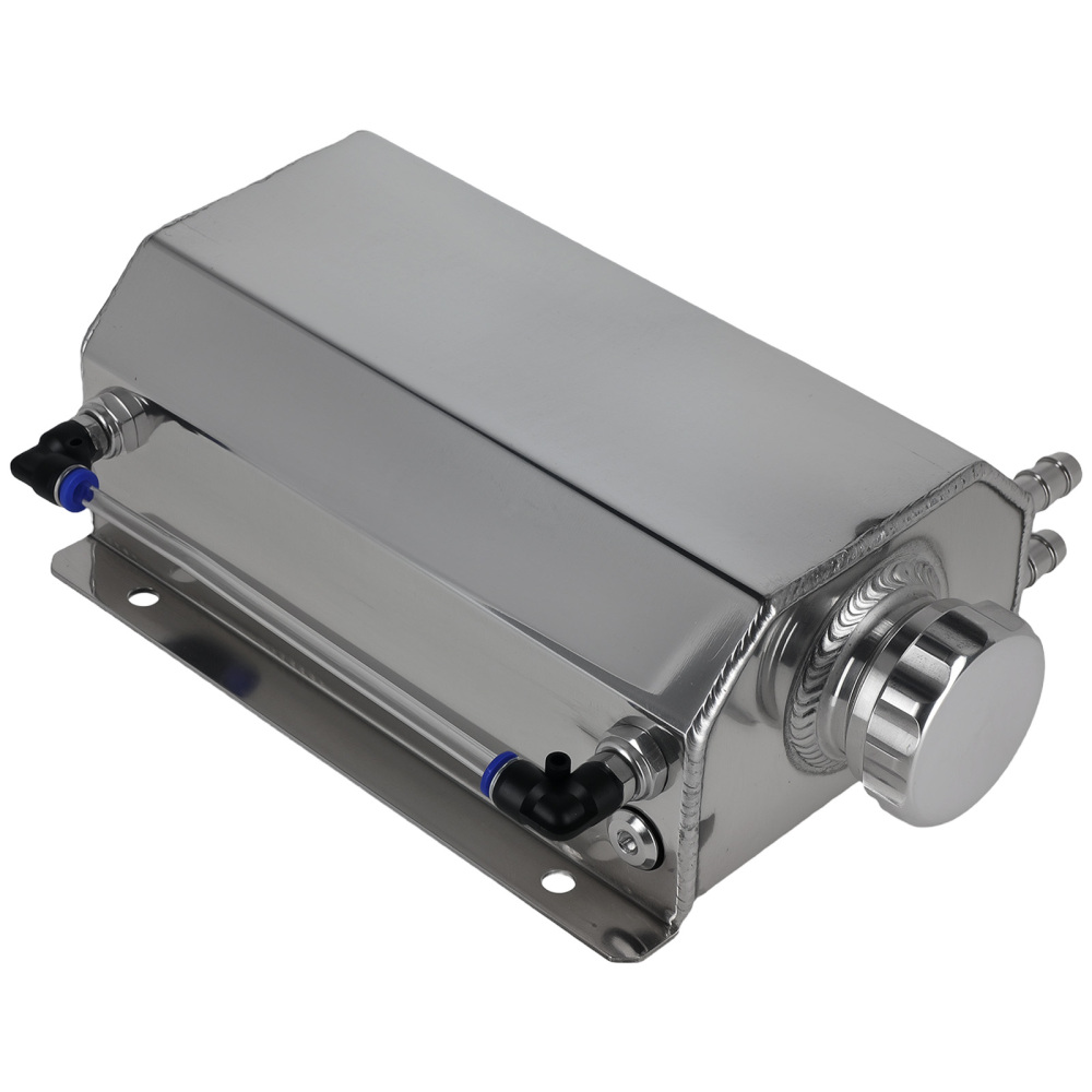 Aluminum 2L Coolant Radiator Overflow Reservoir Expansion Water Tank Sliver