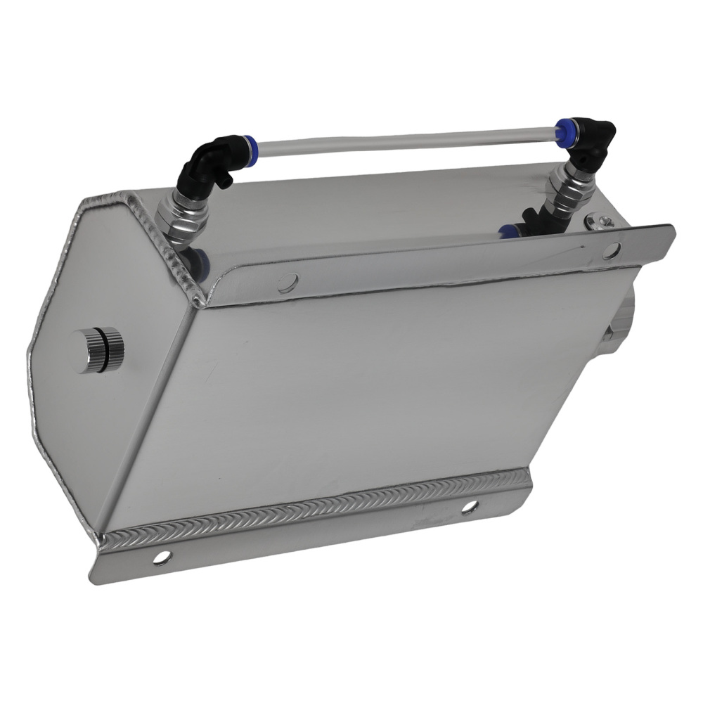 Aluminum 2L Coolant Radiator Overflow Reservoir Expansion Water Tank Sliver