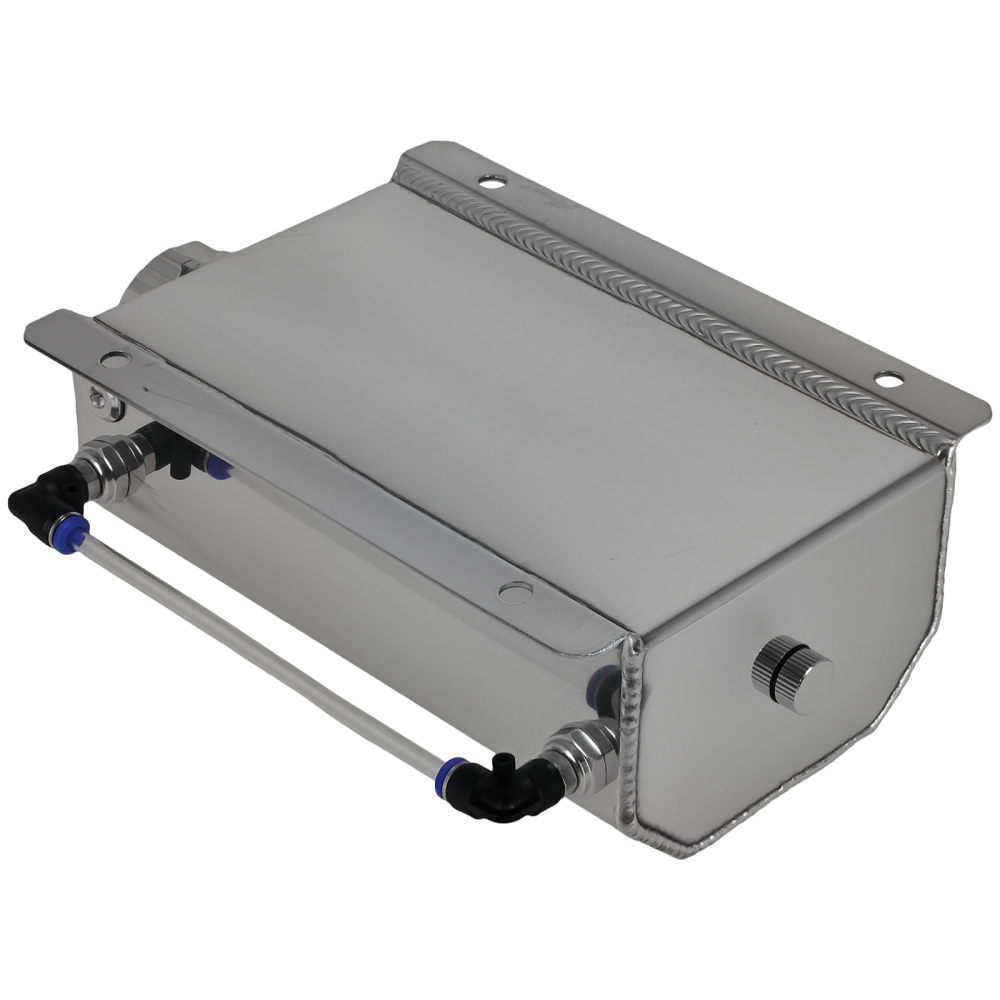 Aluminum 2L Coolant Radiator Overflow Reservoir Expansion Water Tank Sliver