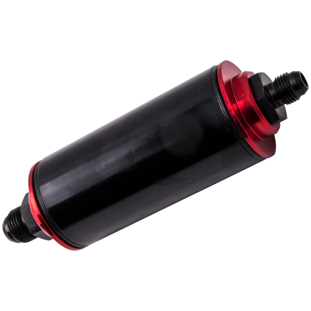 AN6 AN8 AN10 Adapters High Flow Fuel Filter 0.1mm 100 Micron Cleanable BlackRed