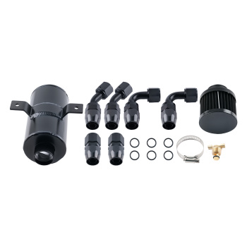 Aluminium Oil Catch Can 0.75L Baffled + Breather Filter AN10 2 Port + Hose 3M