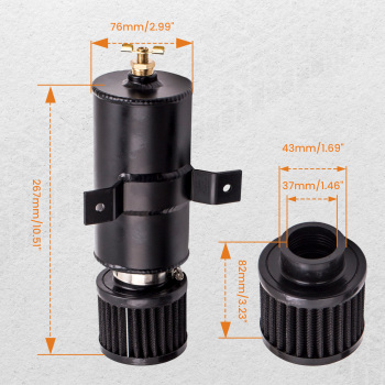 Alloy Baffled 0.75L AN10 Motor Oil Catch Can 3M Hose Kit and Fittings Universal