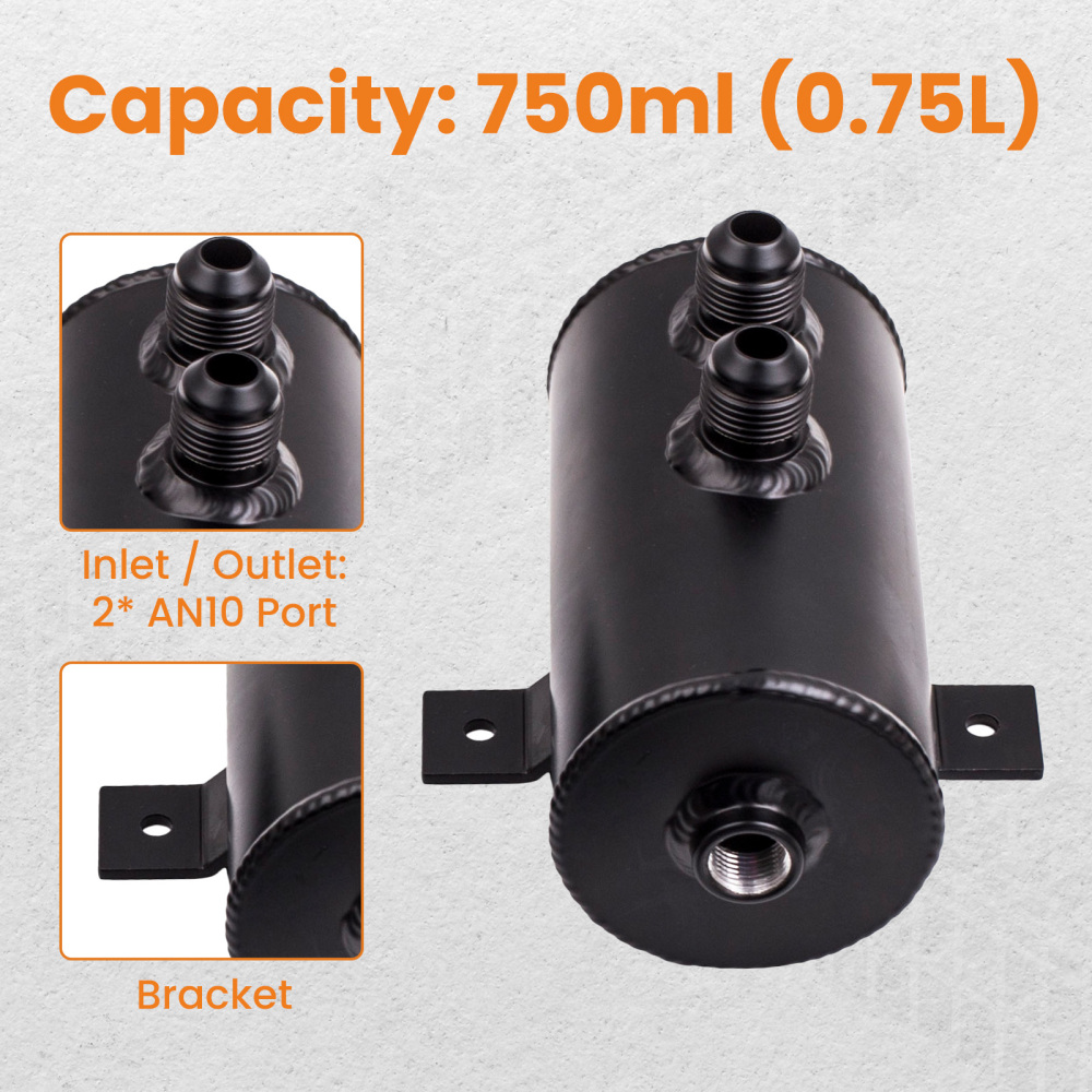 Alloy Baffled 0.75L AN10 Motor Oil Catch Can 3M Hose Kit and Fittings Universal