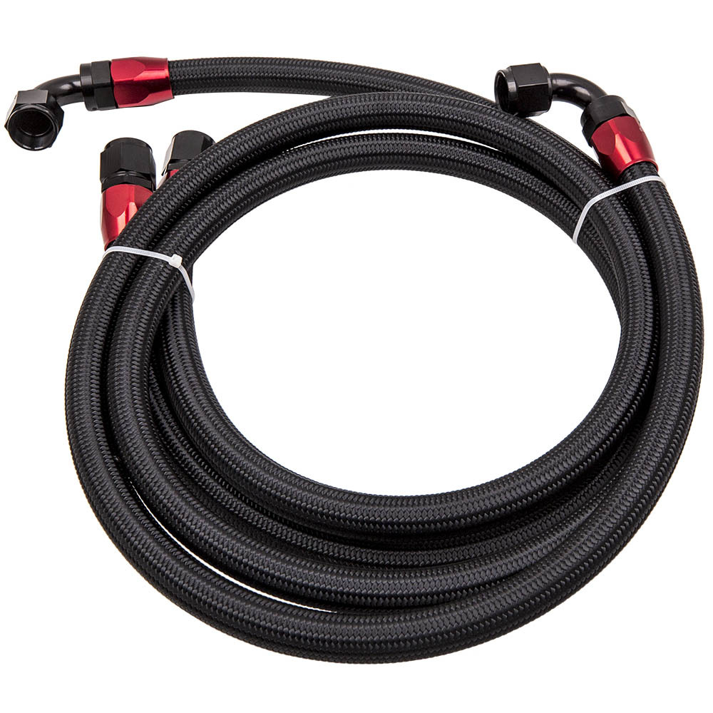 10 Row AN10 Universal Engine Oil Cooler Filter Adapter Hose Kit New Black