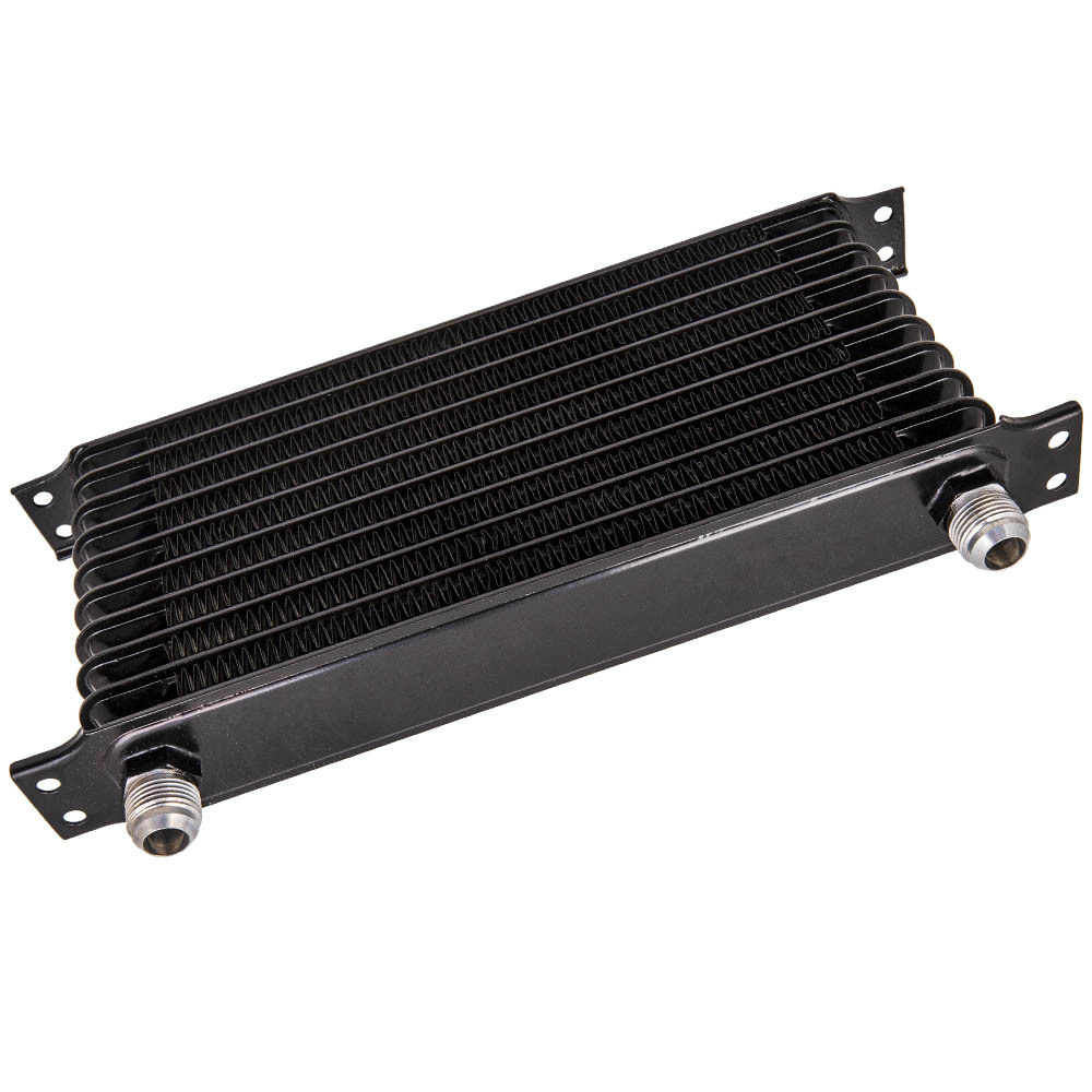 10 Row AN10 Universal Engine Oil Cooler Filter Adapter Hose Kit New Black
