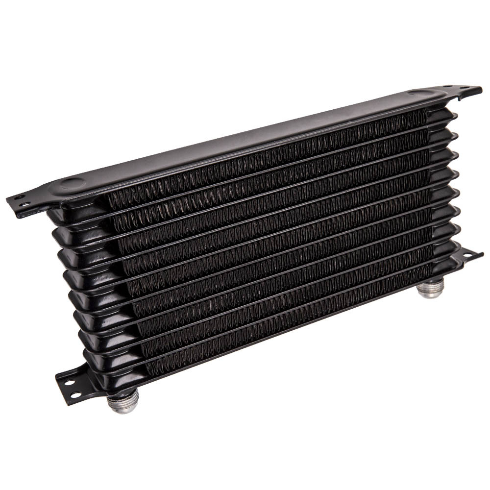 10 Row AN10 Universal Engine Oil Cooler Filter Adapter Hose Kit New Black