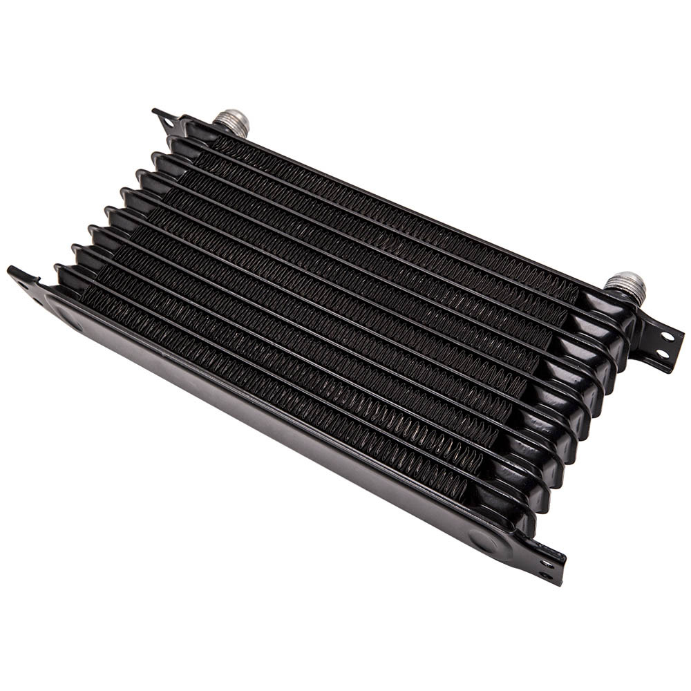 10 Row AN10 Universal Engine Oil Cooler Filter Adapter Hose Kit New Black