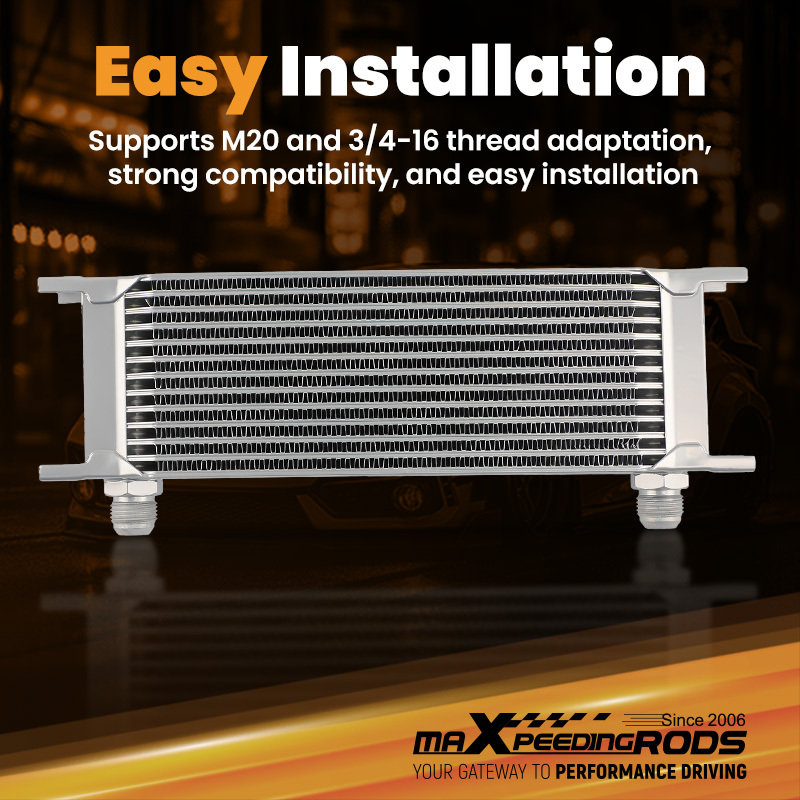 Universal 13-Row 10AN Engine Transmission Oil Cooler Kit + hose oil lines