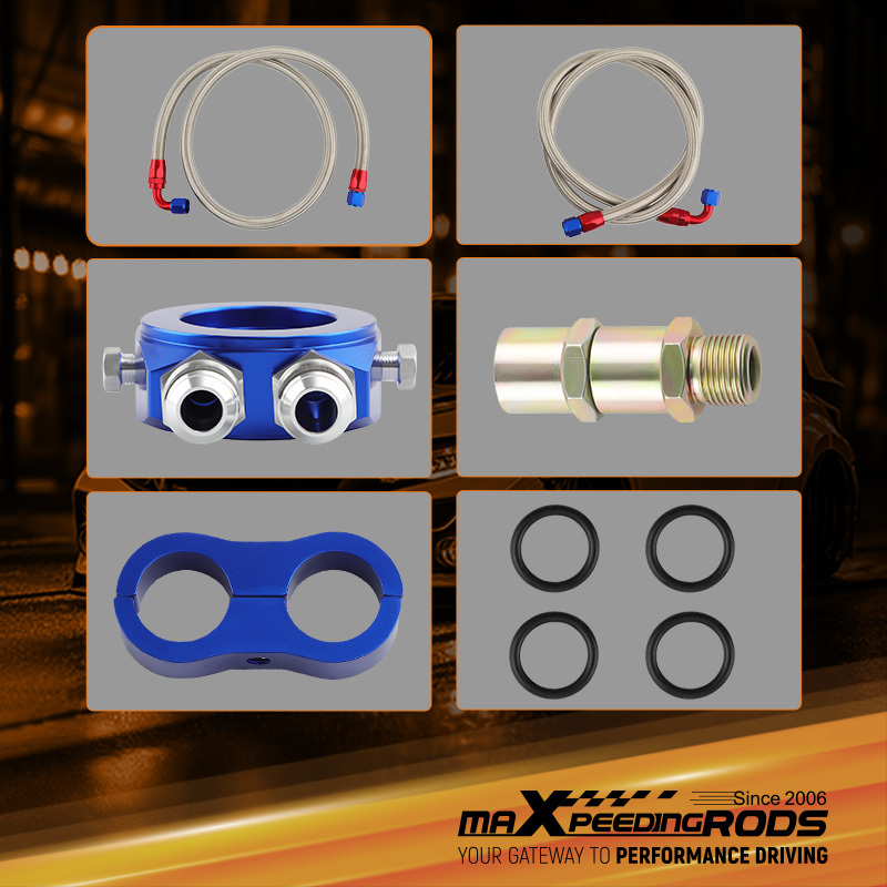 Universal 13-Row 10AN Engine Transmission Oil Cooler Kit + hose oil lines