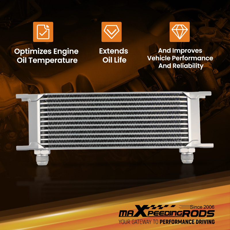 Universal 13-Row 10AN Engine Transmission Oil Cooler Kit + hose oil lines