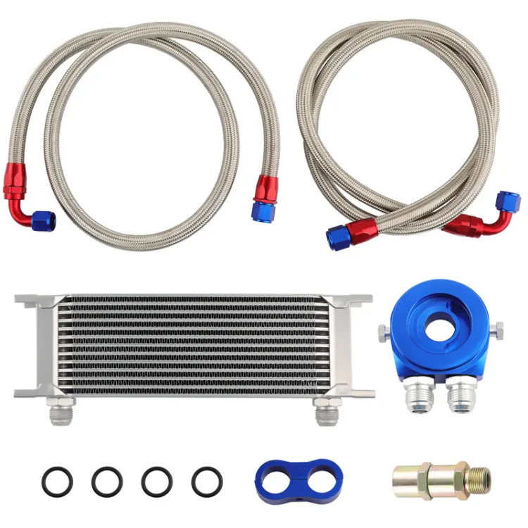 10 Row AN-10AN Universal Engine Aluminum Transmission Oil Cooler Silver