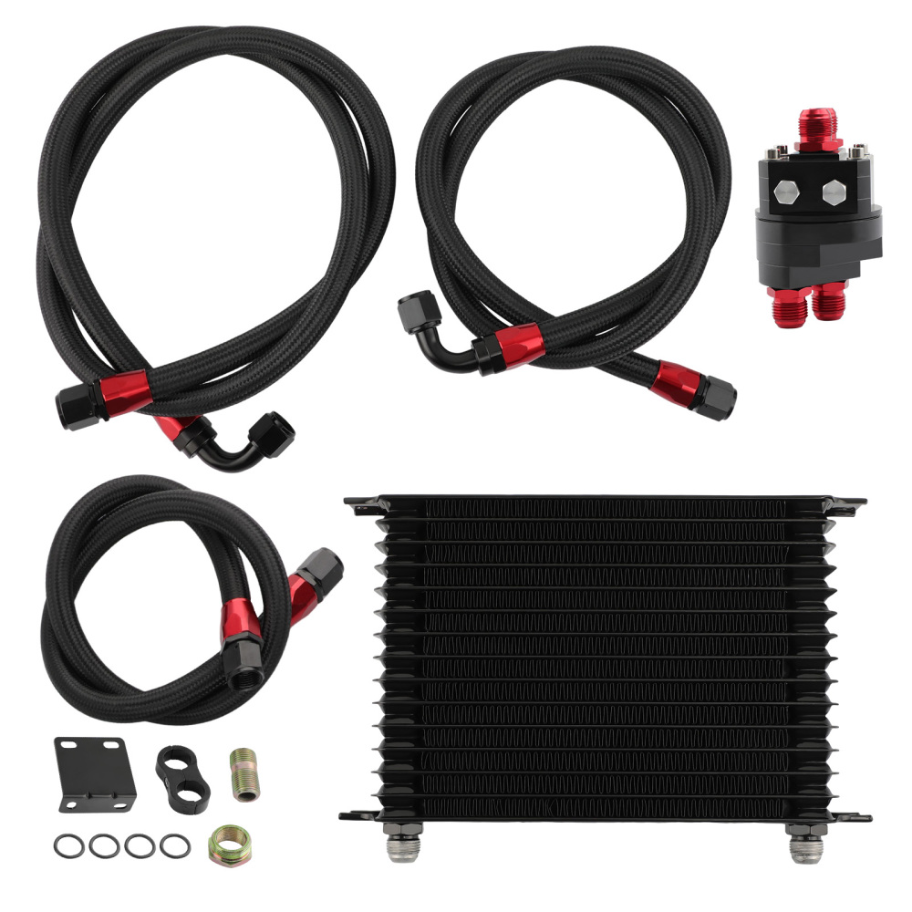15 Row AN10 Engine Oil Cooler + 3/4-16 and M20 x 1.5 Filter Relocation Adapter Kit