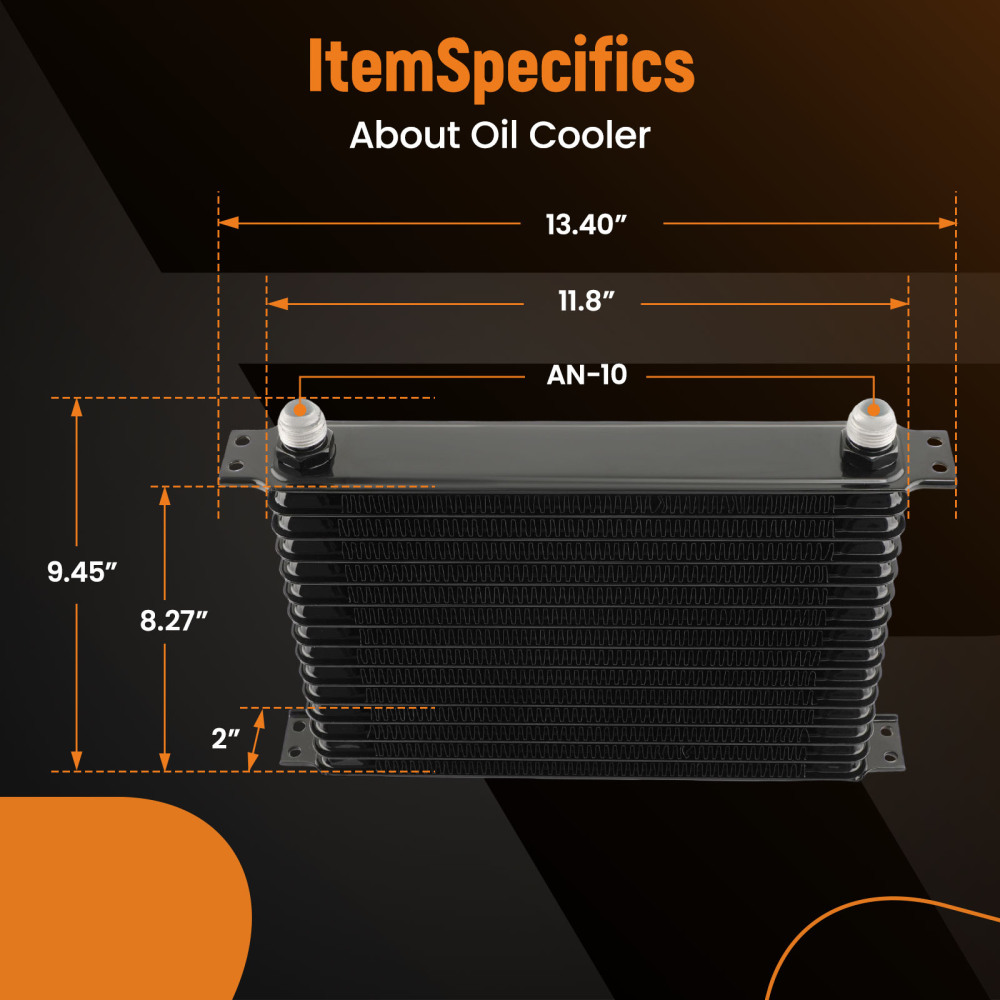 15 Row AN10 Engine Oil Cooler + 3/4-16 and M20 x 1.5 Filter Relocation Adapter Kit
