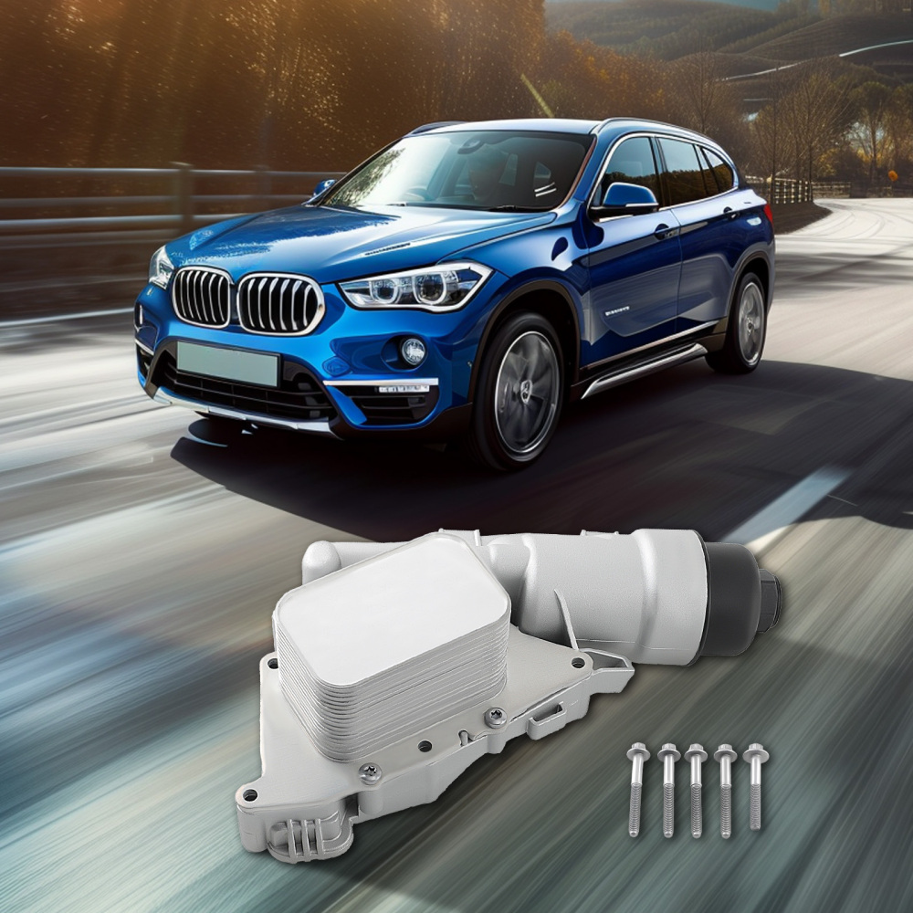 1 Set Engine Oil Cooler Oil Filter Housing Adapter Assembly compatible for BMW 11428585235