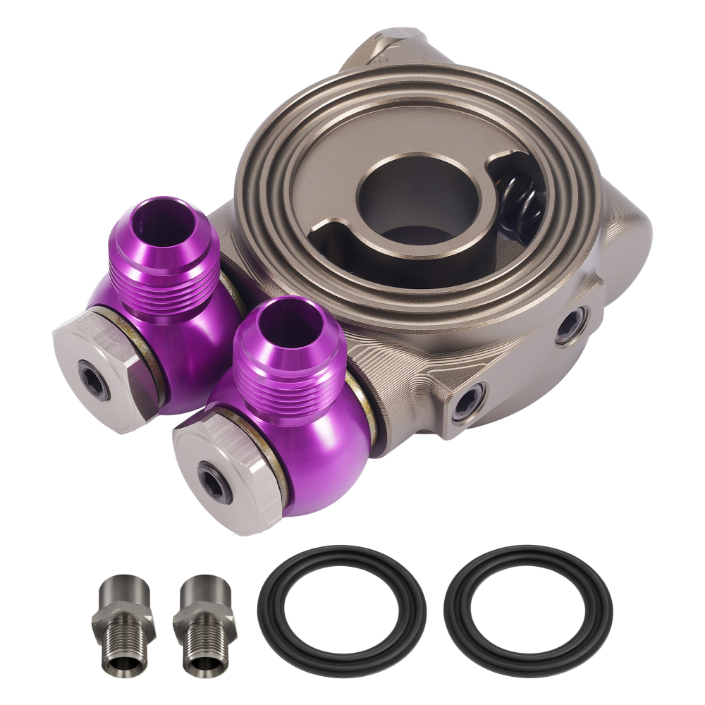 Universal AN10 Oil Filter Sandwich Plate Adapter M20x1.5 3/4-16 UNF Thermostat