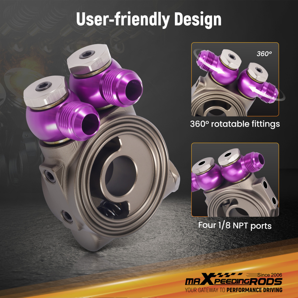 Universal AN10 Oil Filter Sandwich Plate Adapter M20x1.5 3/4-16 UNF Thermostat