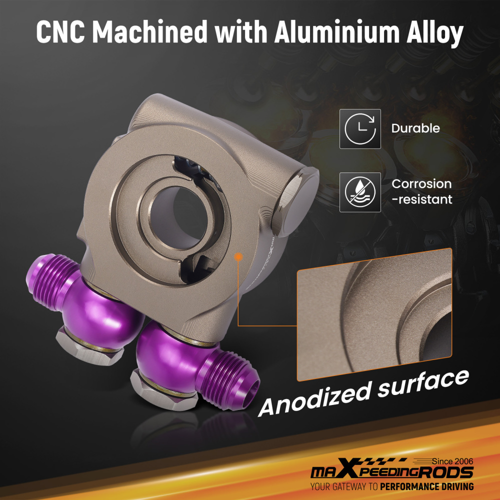 Universal AN10 Oil Filter Sandwich Plate Adapter M20x1.5 3/4-16 UNF Thermostat