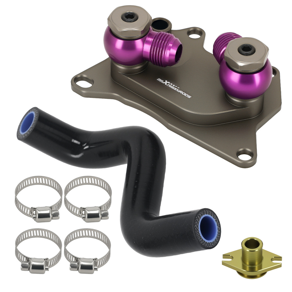 Aluminum Oil Adapter AN10 compatible for VW Audi Gen3 EA888 Filter Sandwich Cooler Kit