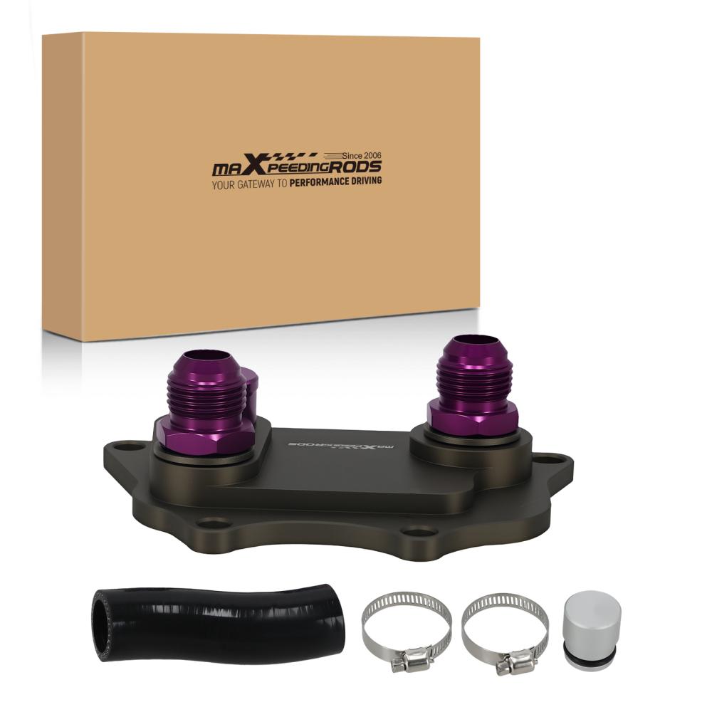 Aluminum AN10 Oil Cooler Adapter compatible for VW Audi EA888 Engine MK5 MK6 Purple