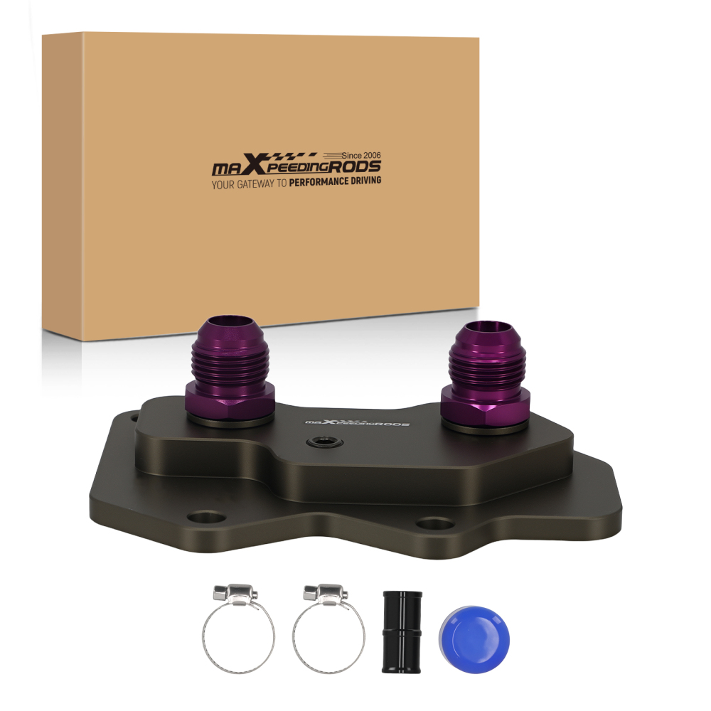Aluminum AN10 Oil Cooler Sandwich Adapter compatible for VW Audi EA113 Purple Engine