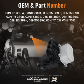 Oil Filter Housing+Cooler compatible for Audi A3 Q2 Q3 compatible for VW Polo compatible for Golf 7 Seat Leon 03N115389A