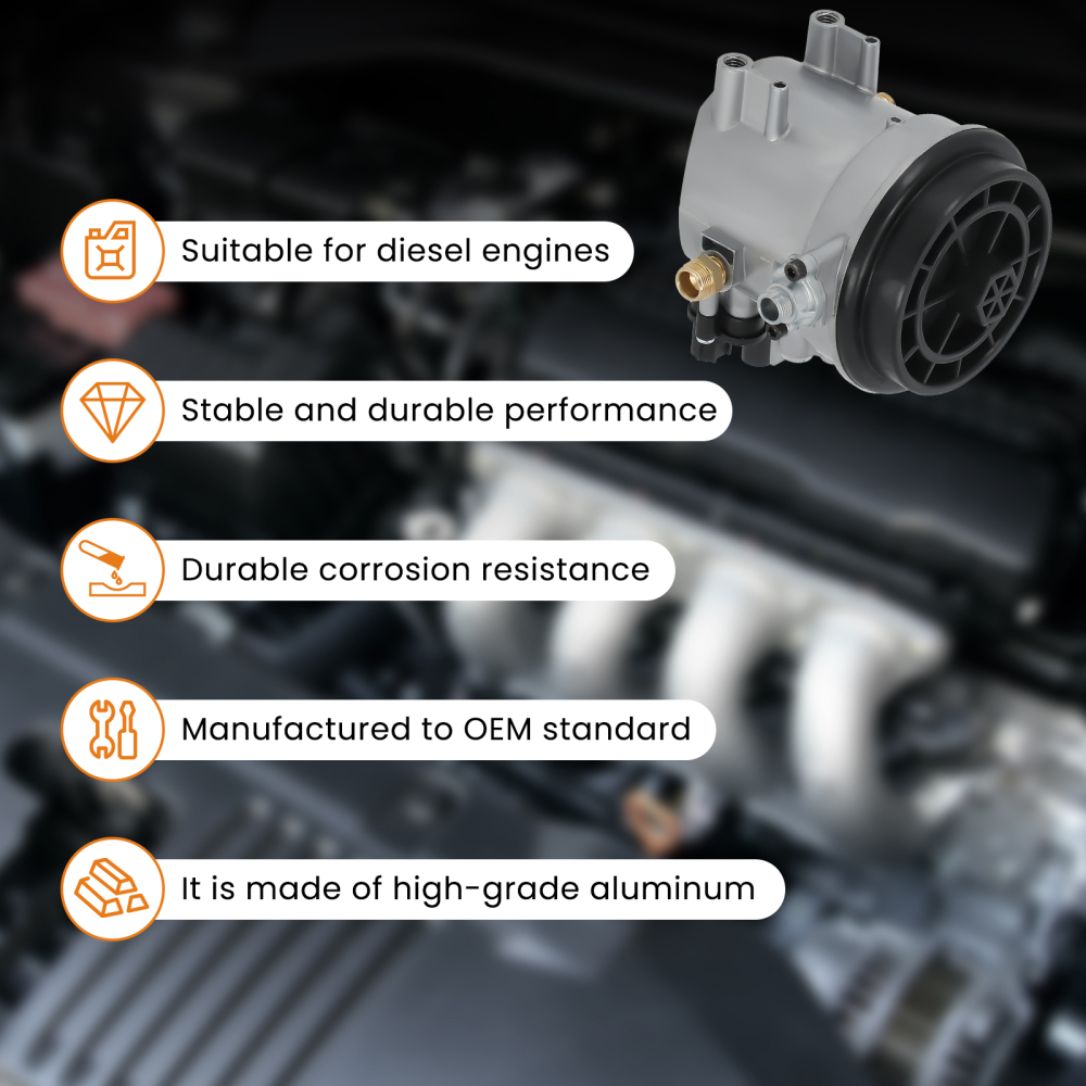 Diesel fuel filter housing compatible for Ford E-350 Super Duty 99-03 7.3L F81Z-9155-Compatible for AC