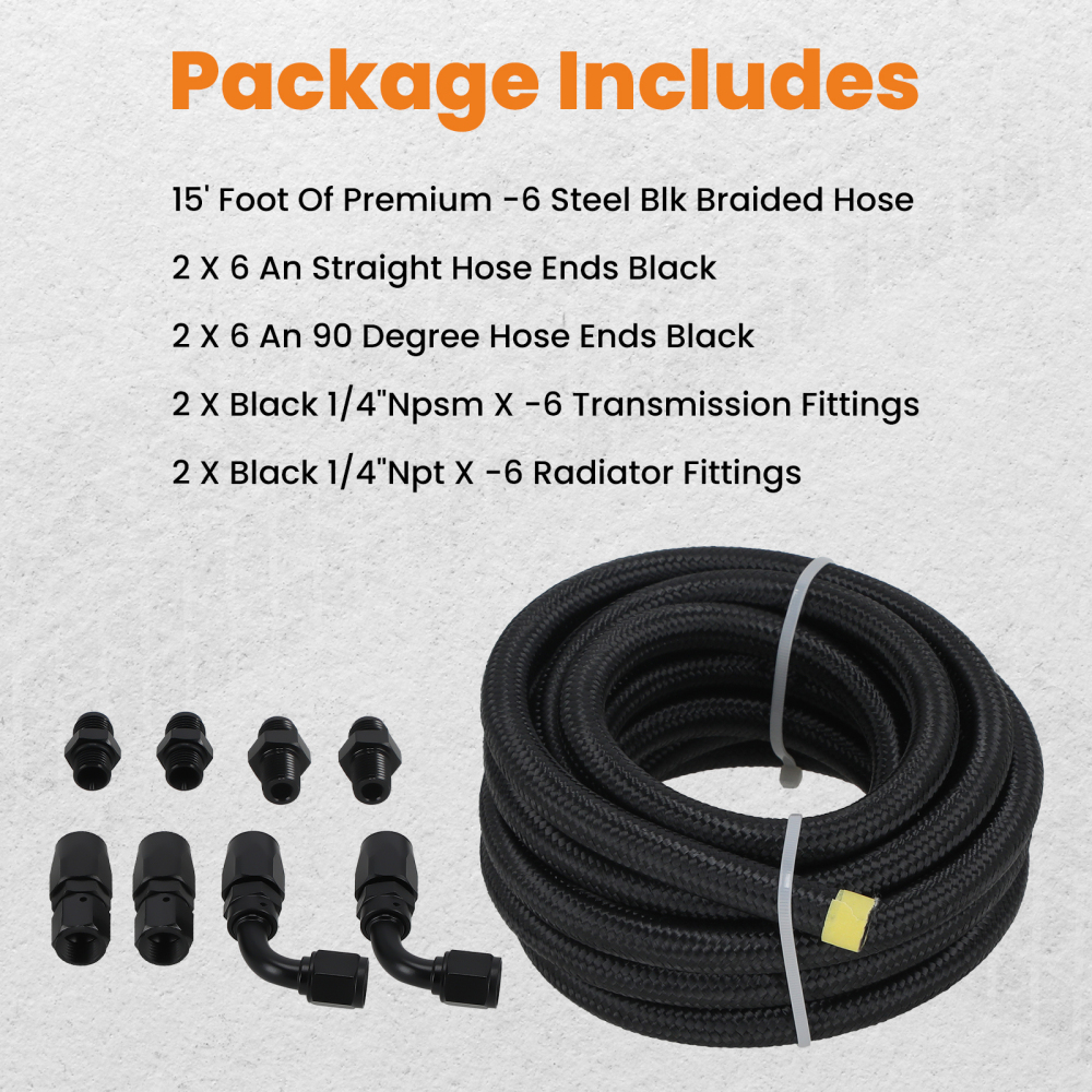 Transmission Cooler Hose Line 6AN Hose Line Kit compatible for GM 4L60E 4L65E