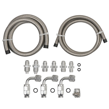 Power Steering 3FT Line Kit Stainless Steel High Pressure PTFE Silver Universal