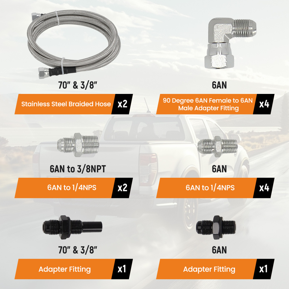 6AN 70 Braided Transmission Cooler Lines KitFor compatible for GM 4L60E 4L80E OFK19-70-SS