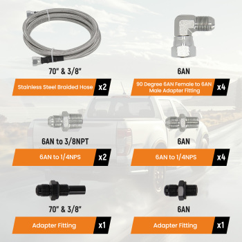 6AN 70 Braided Transmission Cooler Lines KitFor compatible for GM 4L60E 4L80E OFK19-70-SS