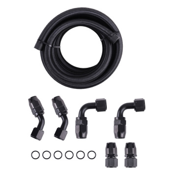 AN10 -10AN Raccord En Acier Inoxydable Nylon Tressé Huile Tuyau De Carburant Ligne 12FT Kit Nouveau