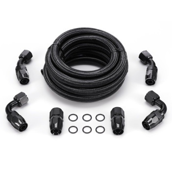AN10 -10AN Fitting Stainless Steel Nylon Braided Oil Fuel Hose Line 12FT Kit