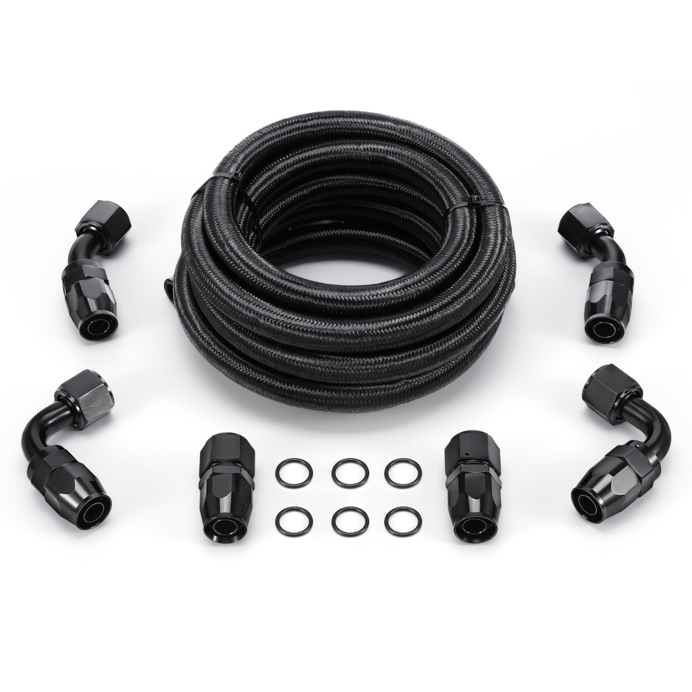 AN10 -10AN Fitting Stainless Steel Nylon Braided Oil Fuel Hose Line 12FT Kit